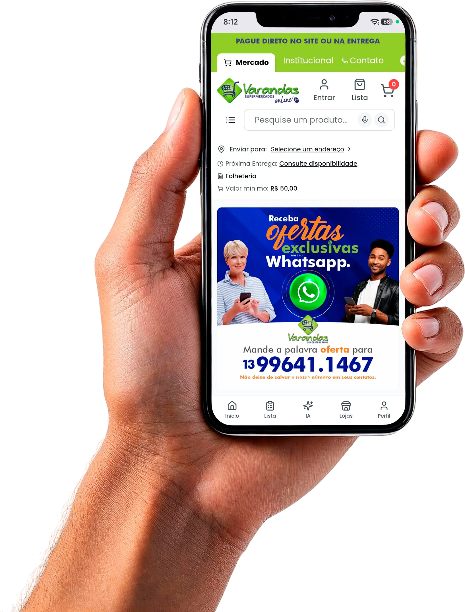 Aplicativo Varandas Online em um celular